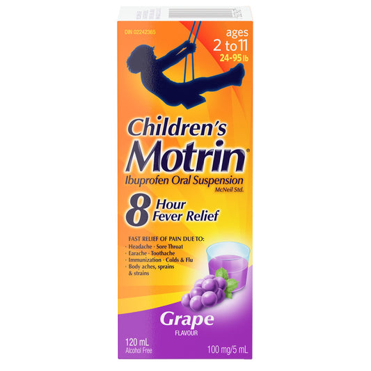 Motrin Children's Liquid Pain Relief Ibuprofen Grape Flavour 120 ml