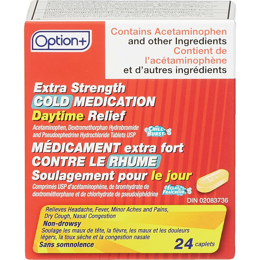 Option+ Extra Strength Cold Medication Daytime Relief 24 Caplets