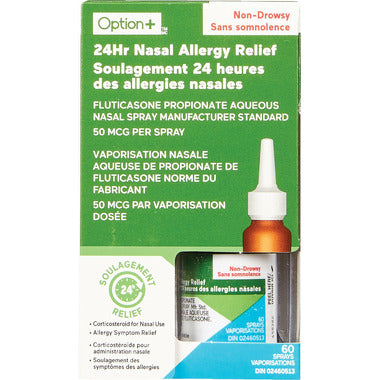 OPTION+ 24 Hour Nasal Allergy Relief Spray 50mcg, 60 sprays