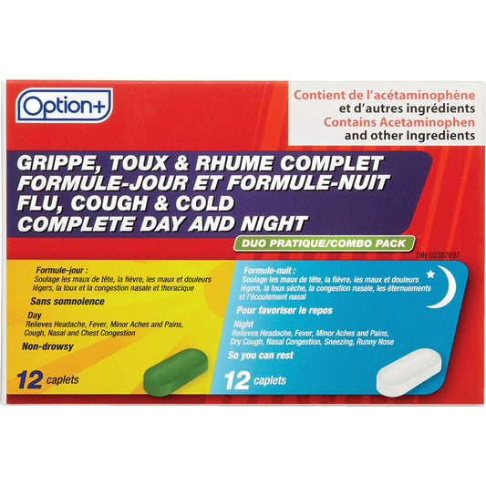 Option+ Flu, Cough & Cold Complete Day and Night 12+12 Caplets