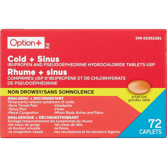 Option+ Cold + Sinus 72 Caplets