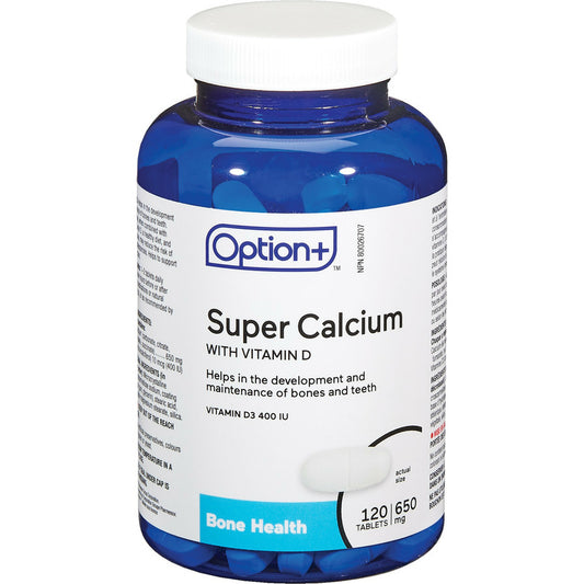 Option+ Super Calcium with Vitamin D 650 mg 120 Tabs