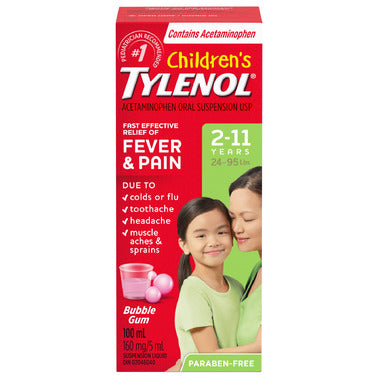 Tylenol Children's Fever & Pain Suspension Liquid Bubble Gum