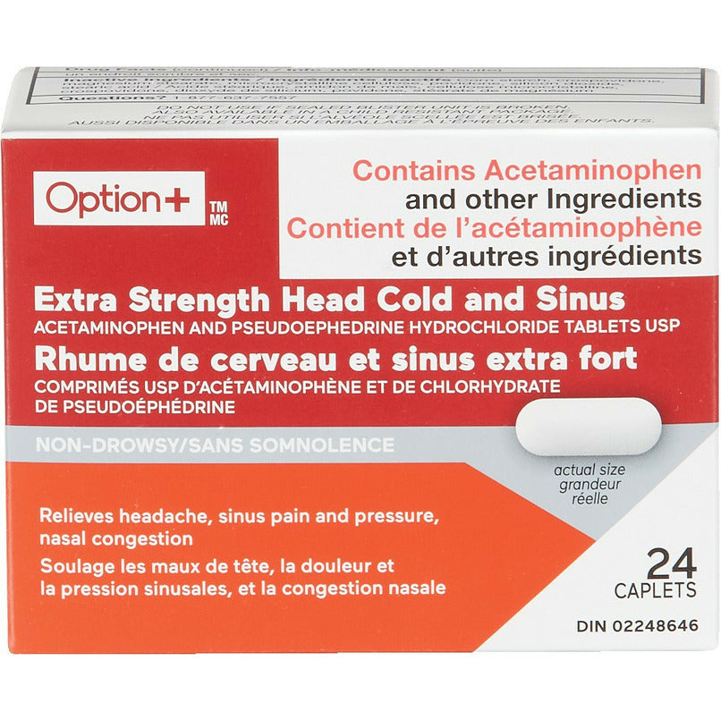 Option+ Extra Strength Head Cold and Sinus 24 Caplets