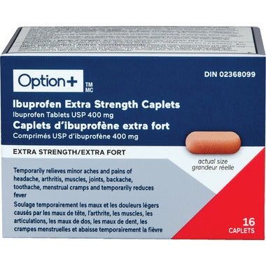 Option+ Ibuprofen Extra Strength Caplets 16 Caplets