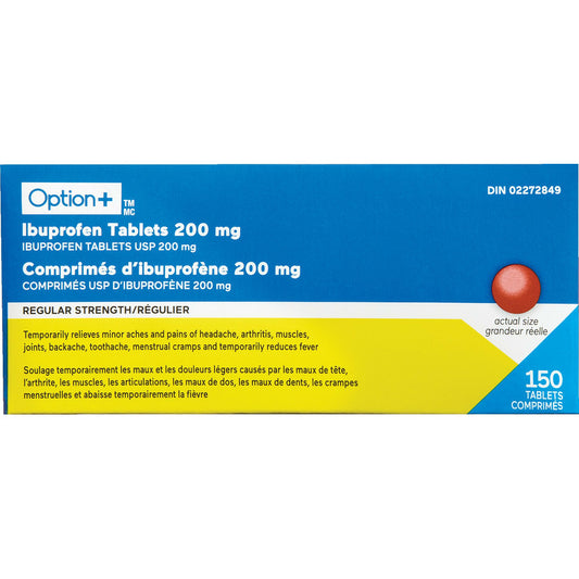 Option+ Ibuprofen Tablets 200mg Regular Strength 150 Tabs