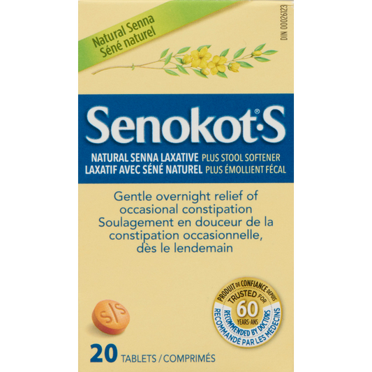 Senokot S Natural Senna Laxative + Stool Softener 20 Tabs