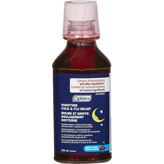 Option+ Nighttime Cold & Flu Relief Cherry 354 ml