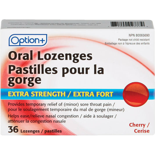 Option+ Oral Lozenges Extra Strength Cherry 36 Count