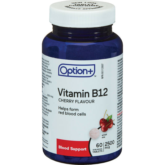 Option+ Vitamin B12 2500mcg Cherry Flavour 60 Tabs